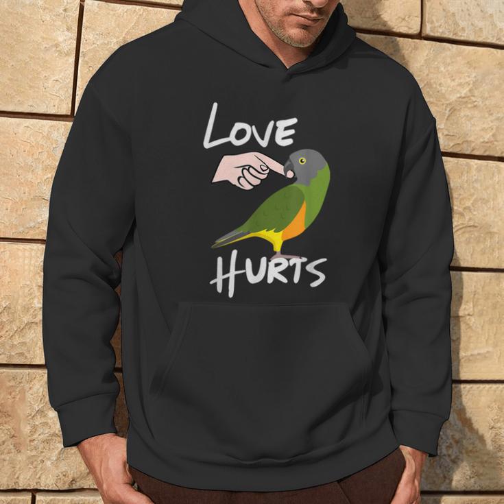 Love Hurts Senegal Parrot Biting Finger Hoodie Lifestyle