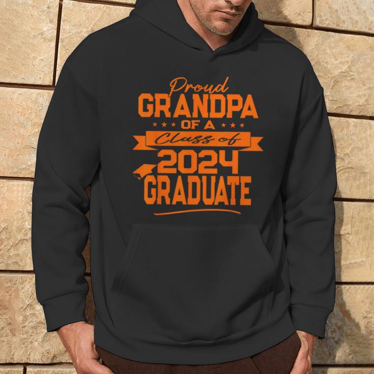 Matching Family Orange Proud Grandpa Class Of 2024 Graduate Hoodie Lifestyle