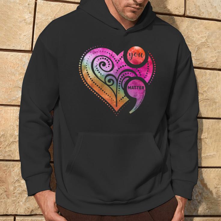 You Matter Semicolon Heart Mental Health Awareness Hoodie Lifestyle