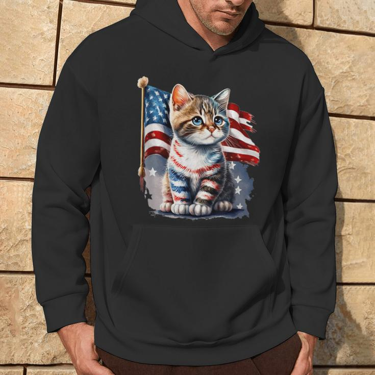 Memorial Day Cat 4Th Of July Patriotic Usa Flag Hoodie Lifestyle