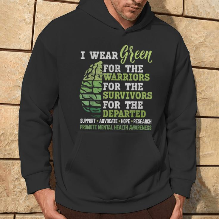 Mental Health Awareness Matters Support I Wear Green Warrior Hoodie Lifestyle