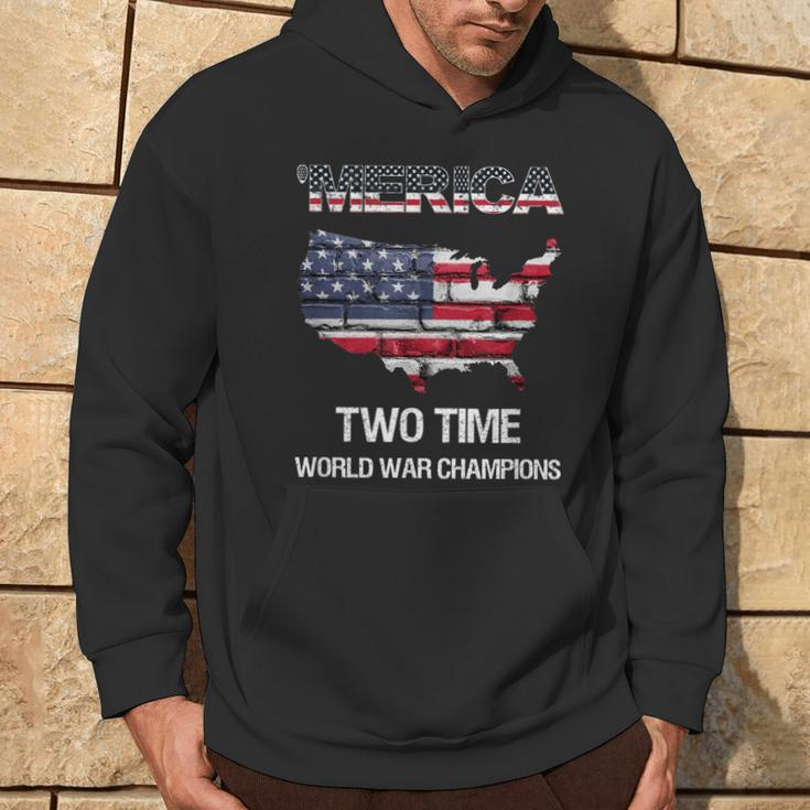 Merica Two Time World War Champions Champs Hoodie Lifestyle
