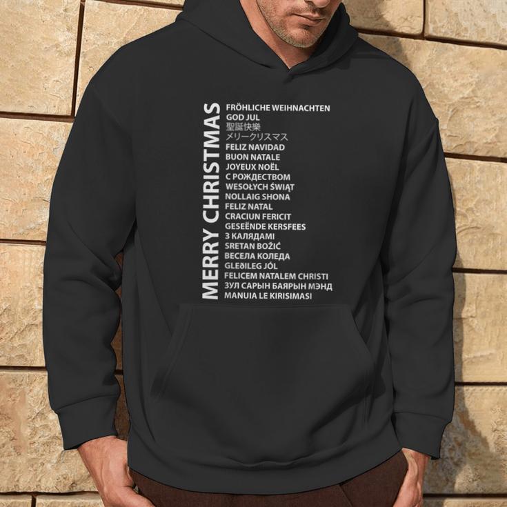 Merry Christmas In Different Country Language Travel Lover Hoodie Lifestyle