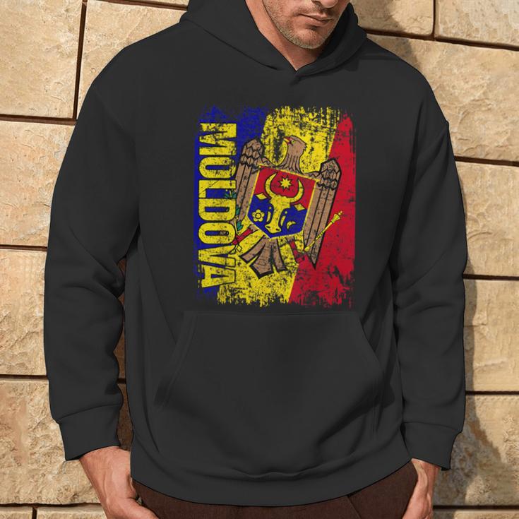 Moldova Flag Vintage Distressed Moldova Hoodie Lifestyle