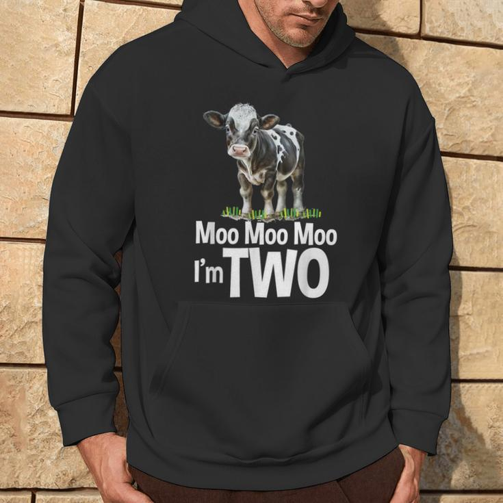 Moo Moo I'm Two 2Nd Birthday Cute Cow Sounds Toddler Hoodie Lifestyle