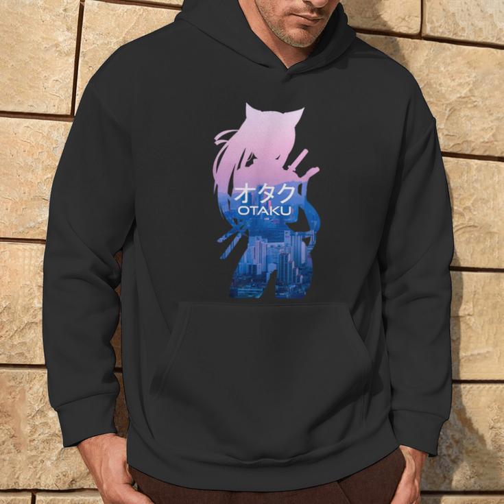 Neko Ninja Silhouette Otaku Japanese Script Kapuzenpullover Lebensstil