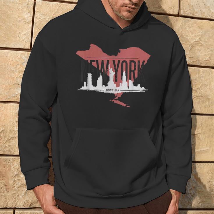 New York City Since 1624 Skyline State Map Ny Nyc Hoodie Lifestyle