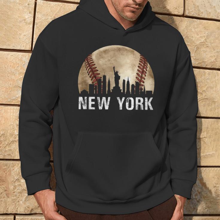 New York City Skyline Vintage Baseball Lover Hoodie Lifestyle