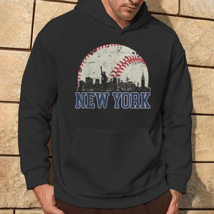 New York Retro Baseball Lover Met At Game Day Hoodie Lifestyle