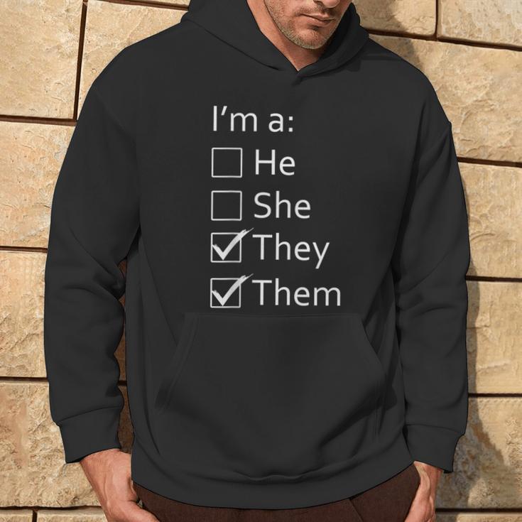 Non-Binary Gender Neutral I'm A They Them Pronoun Checklist Hoodie Lifestyle