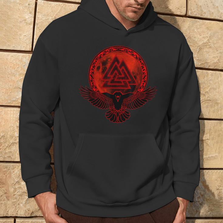 Nordic Ravenalknut Symbol And Full Moon S Kapuzenpullover Lebensstil