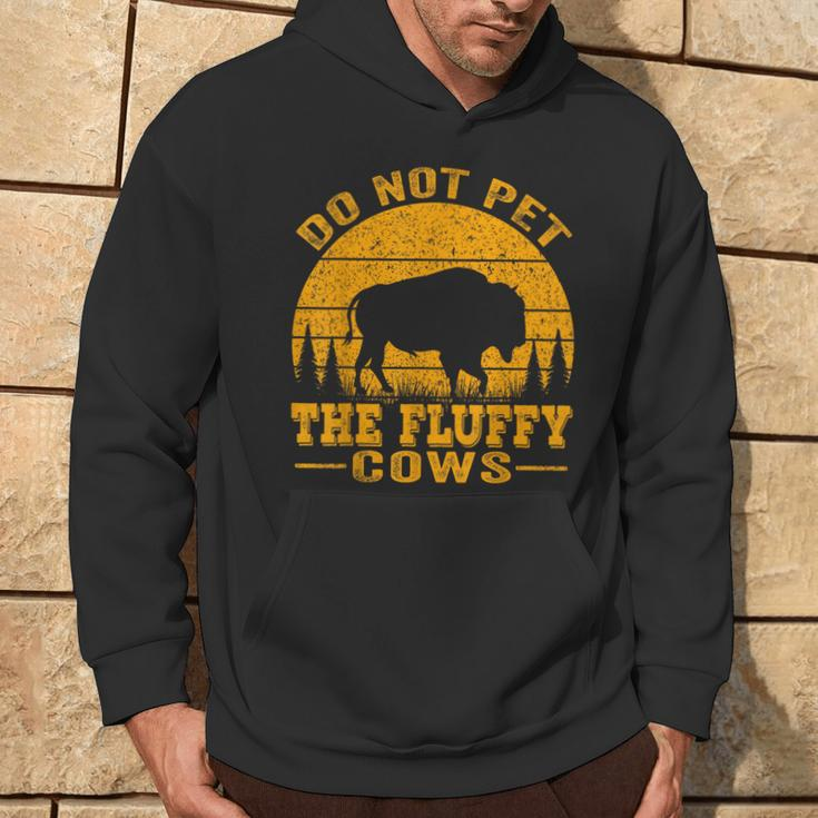 Do Not Pet The Fluffy Cows Bison Retro Vintage Hoodie Lifestyle