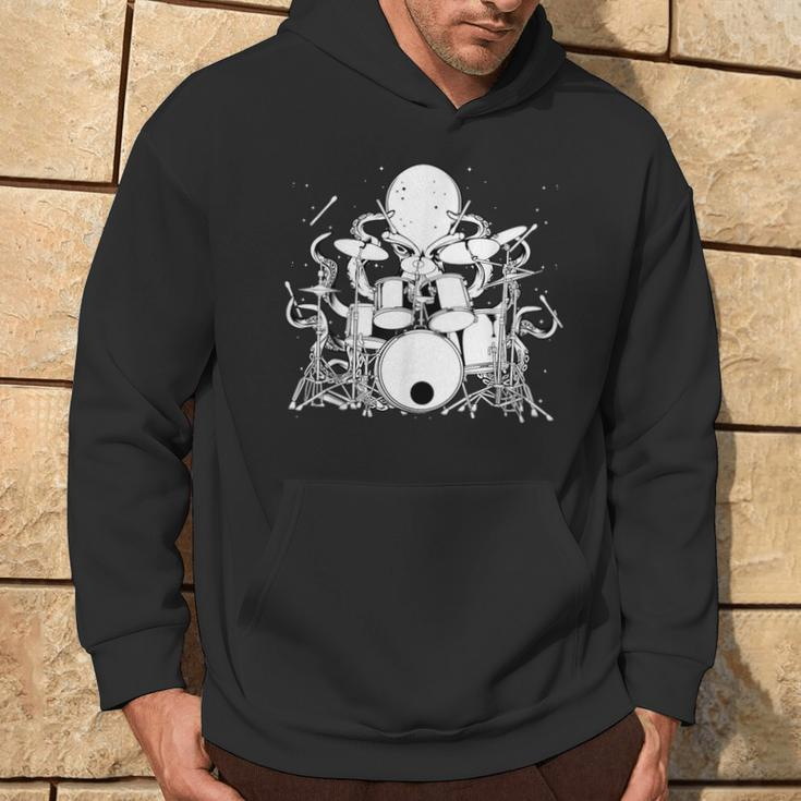 Octopus Playing Drums Drummer Musician Band Hoodie Lifestyle