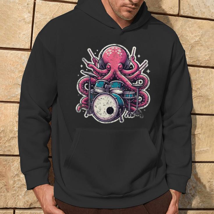 Octopus Playing Drums Drummer Musician Drumming Band Hoodie Lifestyle