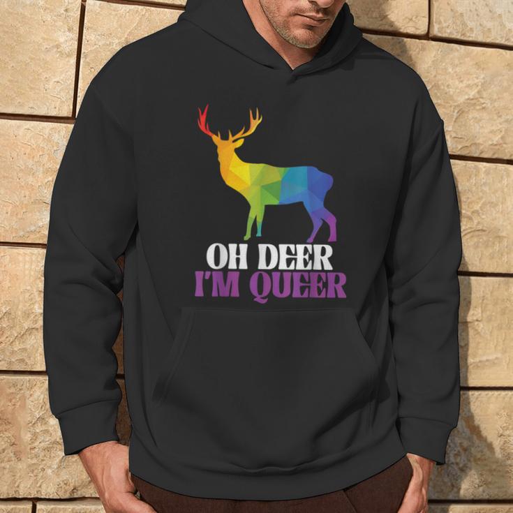 Oh Deer I'm Queer Reh Regenbogen Lgbtq Pride Herren Damen Kapuzenpullover Lebensstil