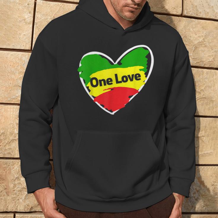 One Love Heart Jamaican Flag Hoodie Lifestyle