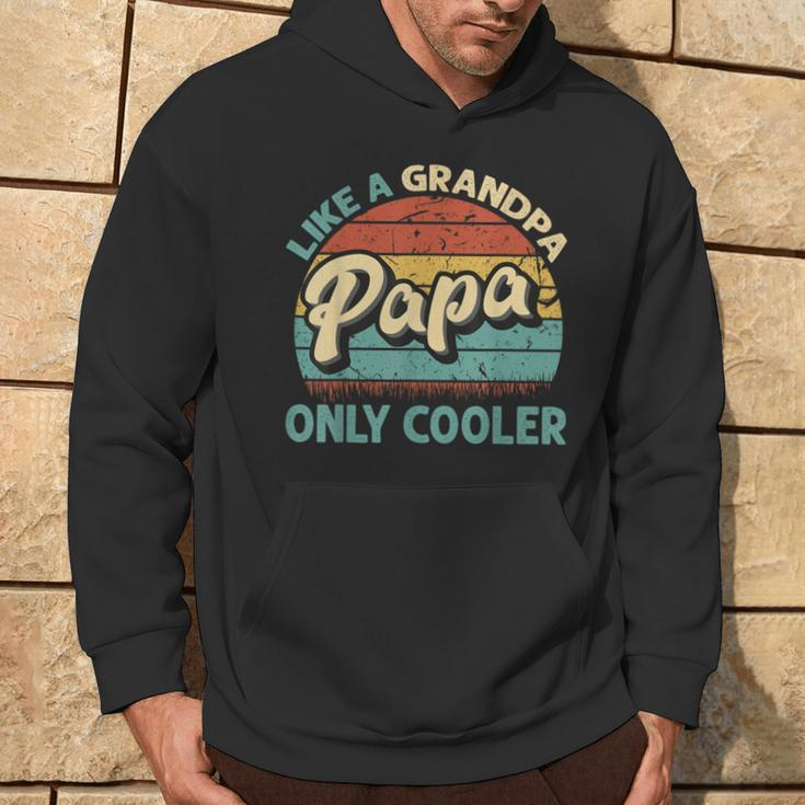 Papa Like A Grandpa Only Cooler Vintage Dad Fathers Day Hoodie Lifestyle
