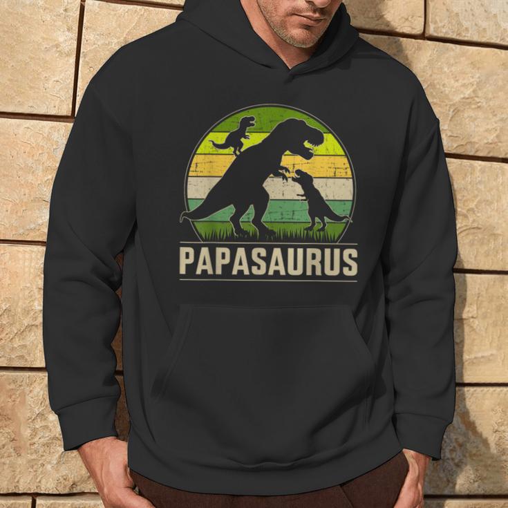 Papasaurus Zwei Kinder Für Papa Zumatertag Weihnachten Kapuzenpullover Lebensstil