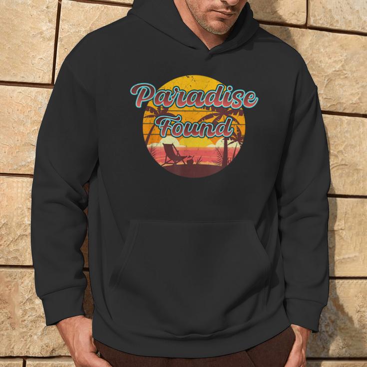 Paradise Found Retro Beach Scene Holiday Summer Hoodie Lifestyle