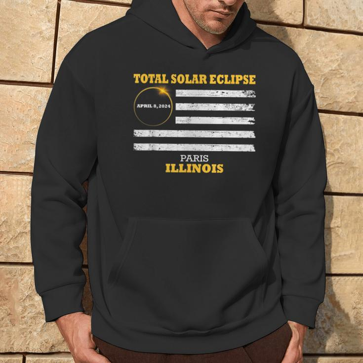 Paris Illinois Solar Eclipse 2024 Us Flag Hoodie Lifestyle