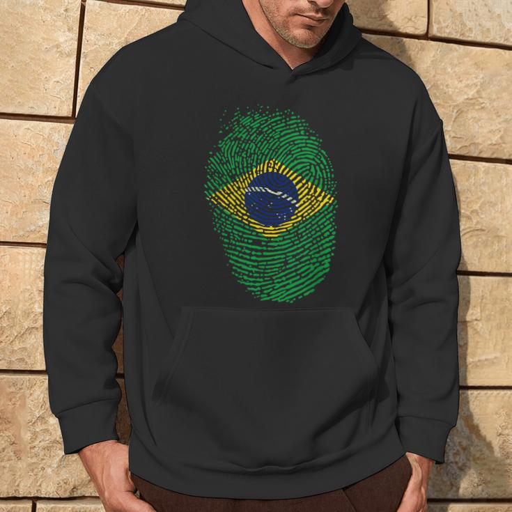 Patriotic Fingerprint Brazil Brazilian Flag Hoodie Lifestyle