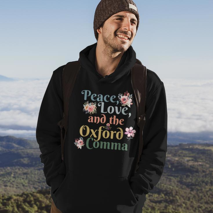 Peace Love And The Oxford Comma English Grammar Humor Joke Hoodie Lifestyle