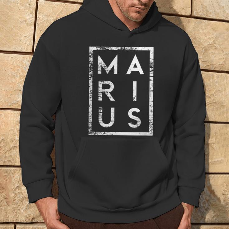 Personalisiertes Marius Vintage-Schwarz Hoodie, Retro Namensdesign Lebensstil