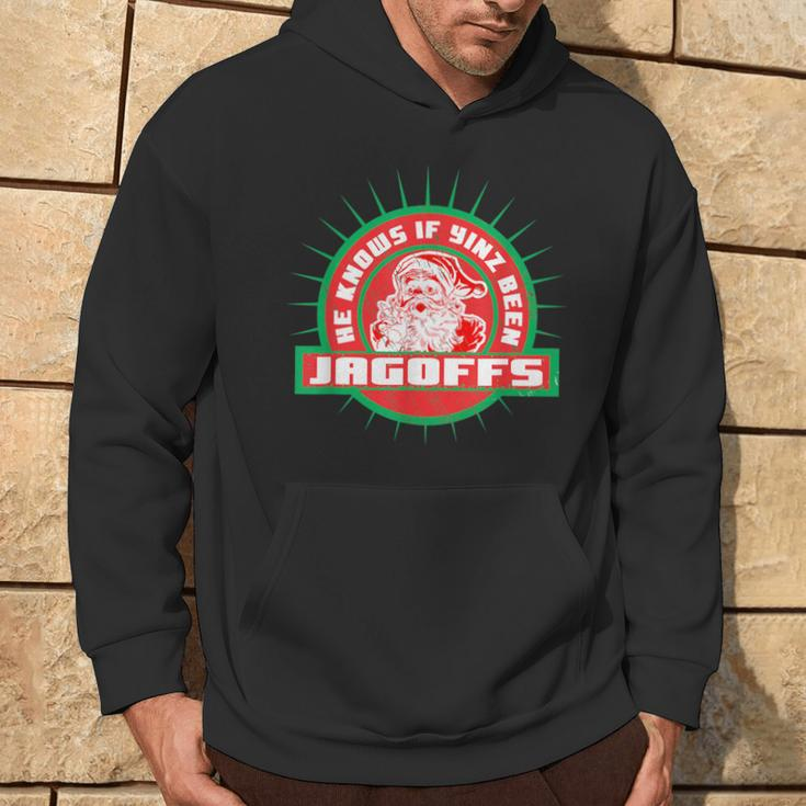 Pittsburgh Christmas He Knows If Yinz Been Jagoffs Hoodie Lifestyle