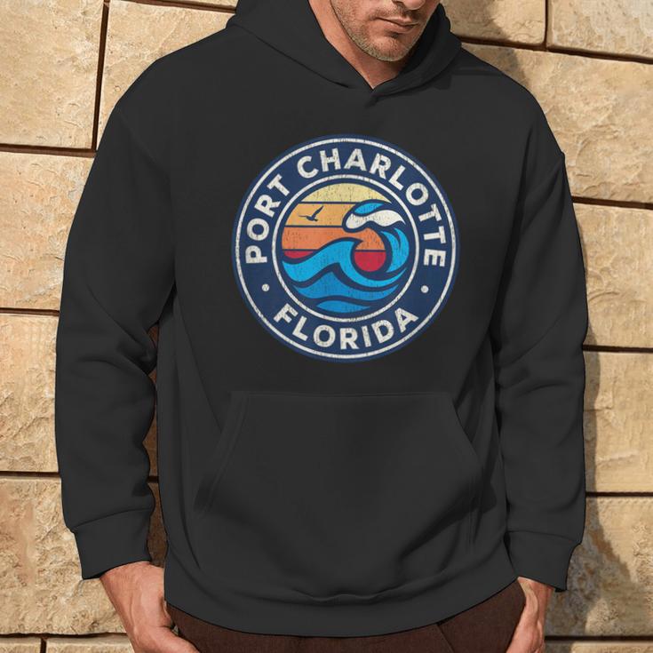 Port Charlotte Florida Fl Vintage Nautical Waves Hoodie Lifestyle