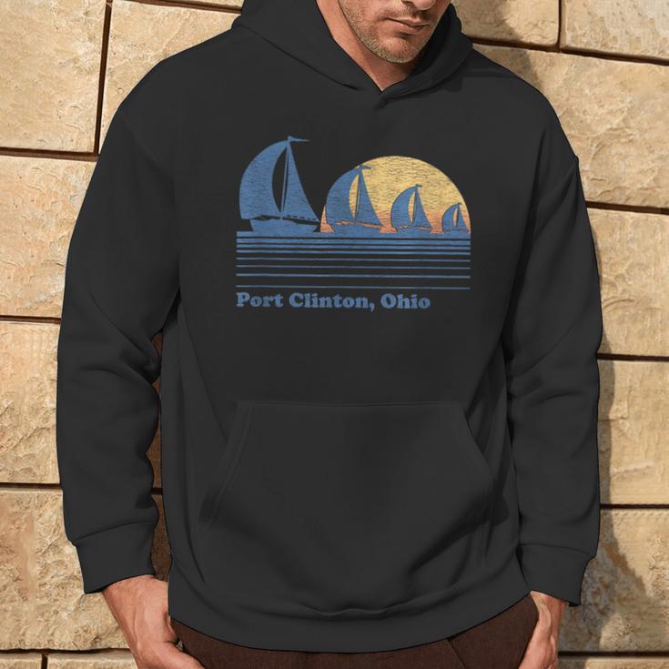 Port Clinton Oh Sailboat Vintage 80S Sunset Hoodie Lifestyle