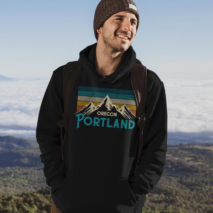 Portland Oregon Vintage Mountains Souvenir Hoodie Lifestyle