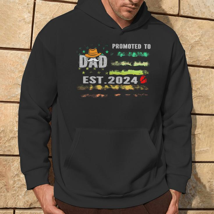 Promoted To Dad Est 2024 New Daddy Expect Baby Father's Day Hoodie Lifestyle