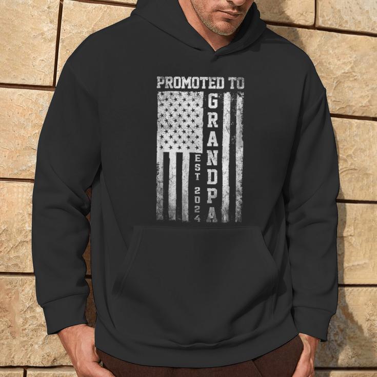 Promoted To Grandpa Est 2024 American Flag Hoodie Lifestyle