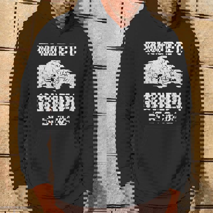 Promoted To Grandpa Est 2024 New Grandpa Father's Day Hoodie Lifestyle