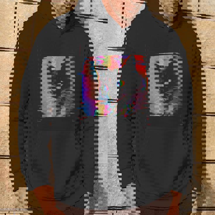 Psychedelic Trippy Glitch Cat 80S 90S Vaporwave Synthwave Hoodie Lifestyle Psychedelic Trippy Glitch Cat 80S 90S Vaporwave Synthwave Hoodie Lifestyle
