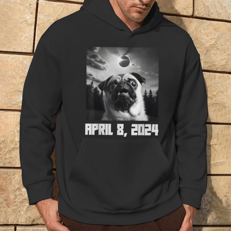 Pug Taking Selfie Totality 04 08 24 Total Solar Eclipse 2024 Hoodie Lifestyle