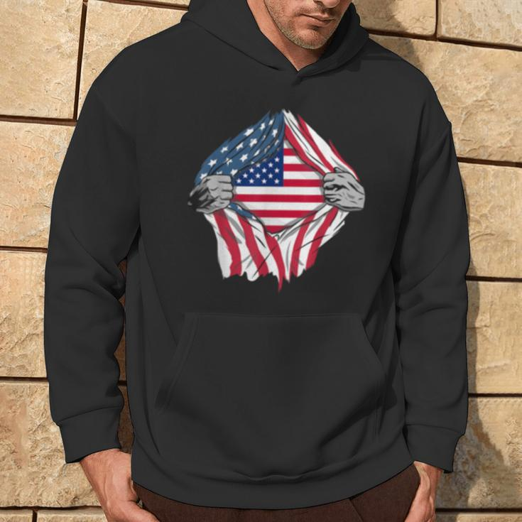 Pure American Blood Inside Me Country Flags Hoodie Lifestyle