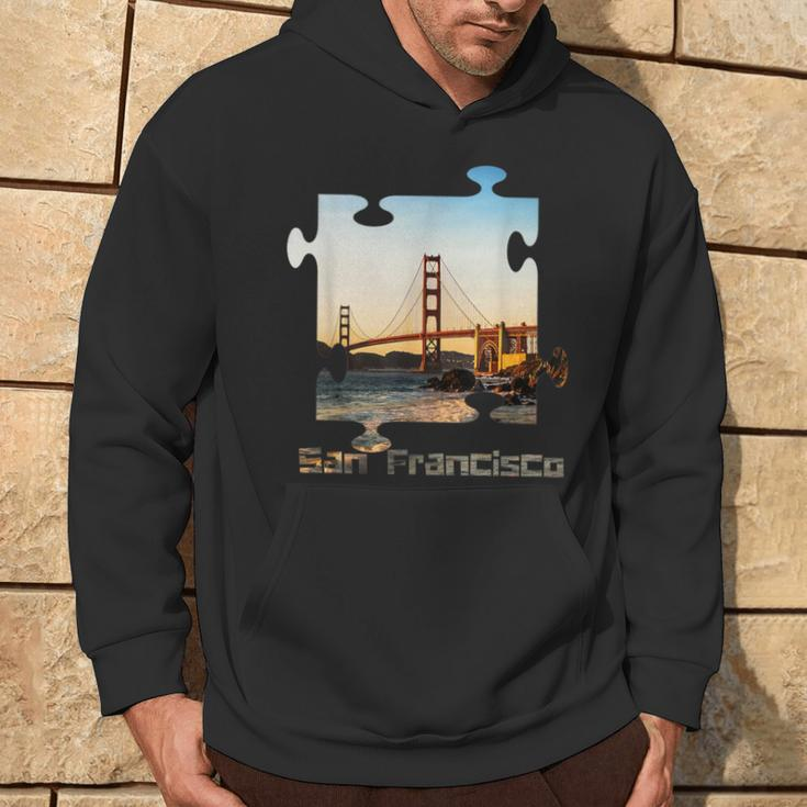 Puzzle Skyline San Francisco California Golden Gate Bridge Hoodie Lifestyle