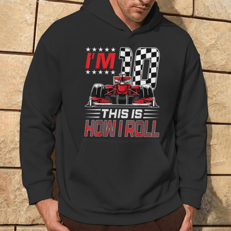 Race Car 10Th Birthday Boy Racing Flag 10 Years Old Pit Crew Hoodie Lifestyle