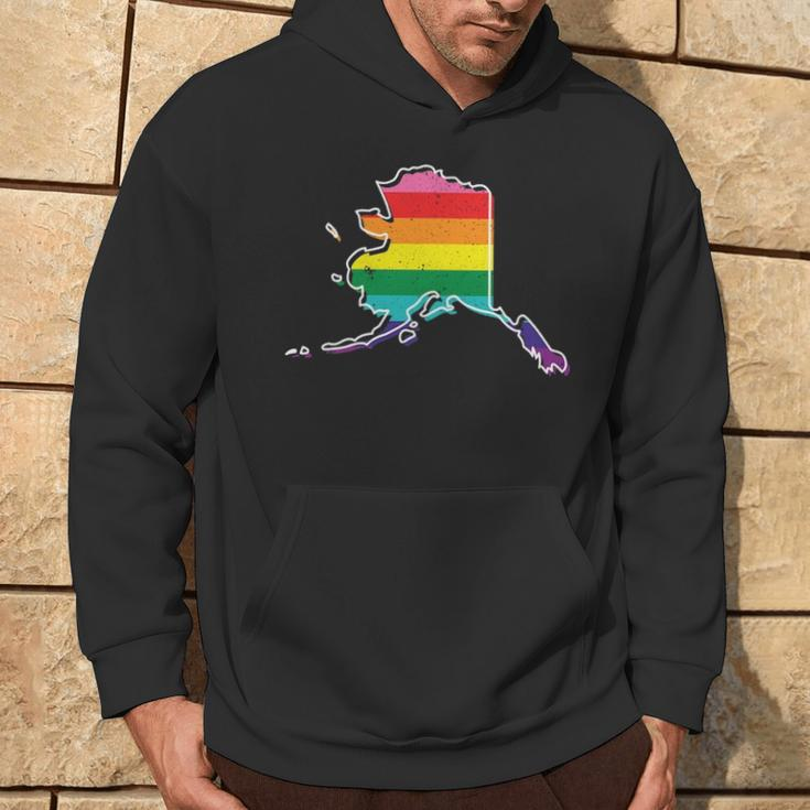Rainbow Alaskan Gay Pride Flag Vintage Hoodie Lifestyle