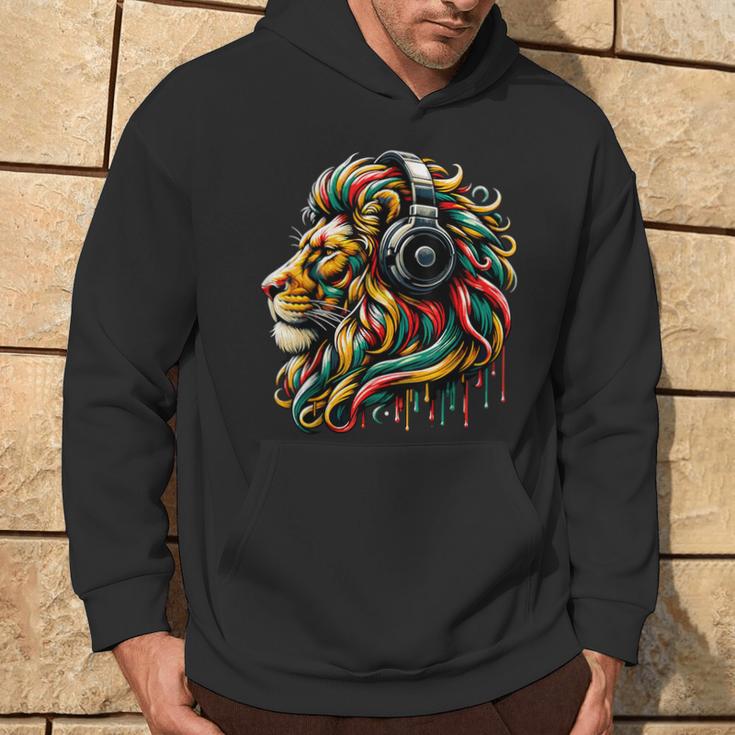 Rasta Reggae Music Headphones Jamaican Lion Of Judah Hoodie Lifestyle