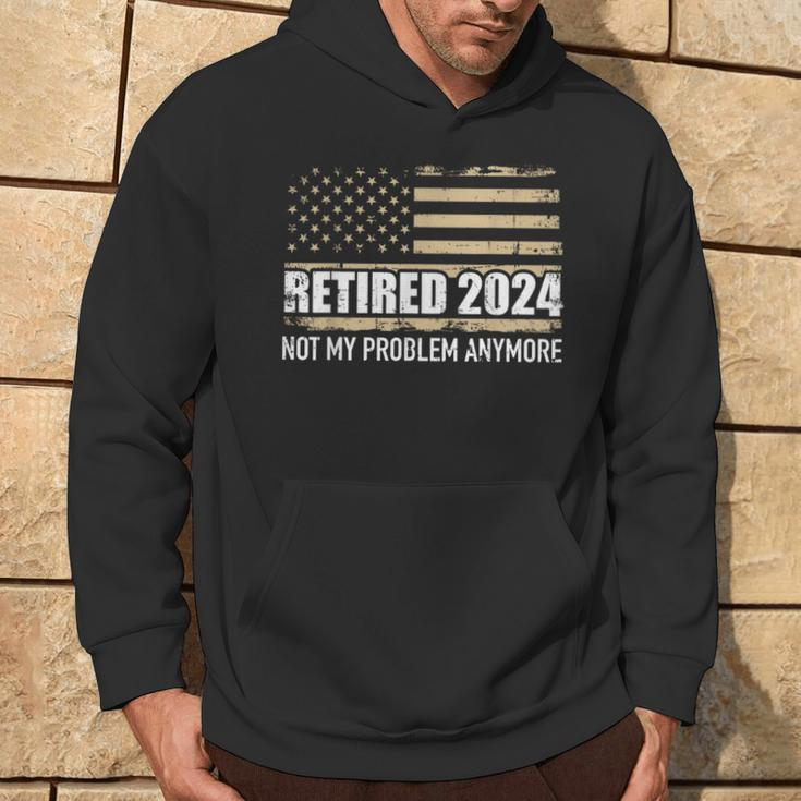 Retired 2024 Us American Flag Problem Anymore For Retirement Hoodie Lifestyle