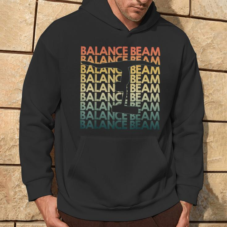 Retro Balance Beam Repetitive Vintage Bb Gymnast Hoodie Lifestyle