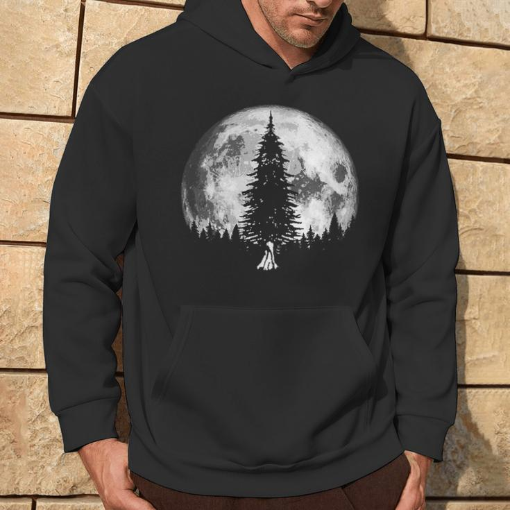 Retro Full Moon & Minimalist Pine Tree Vintage Graphic Hoodie Lifestyle