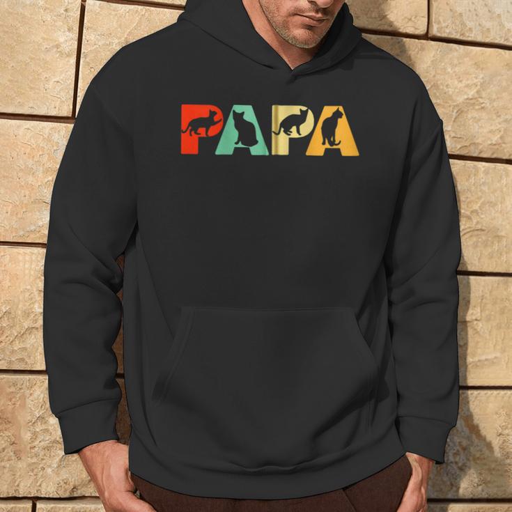 Retro Katze Papa Lustige Papa Katzeatertag Kapuzenjacke Kapuzenpullover Lebensstil