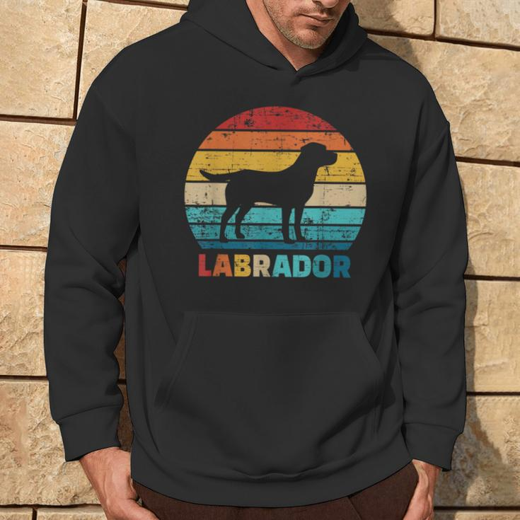 Retro Labrador Silhouette Hoodie im Sonnenuntergang Design Lebensstil
