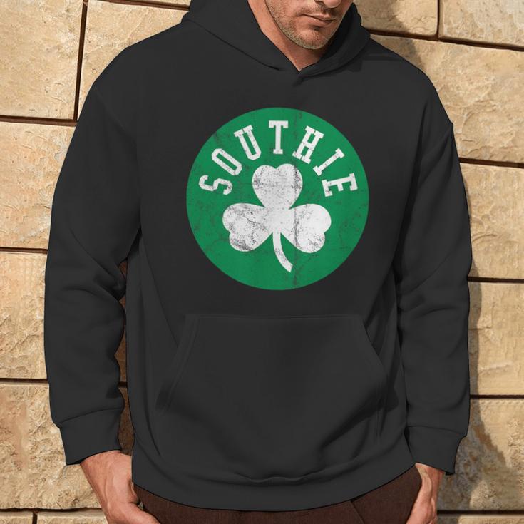 Retro Look Southie Irish St Patrick's Day Distressed Hoodie Lifestyle