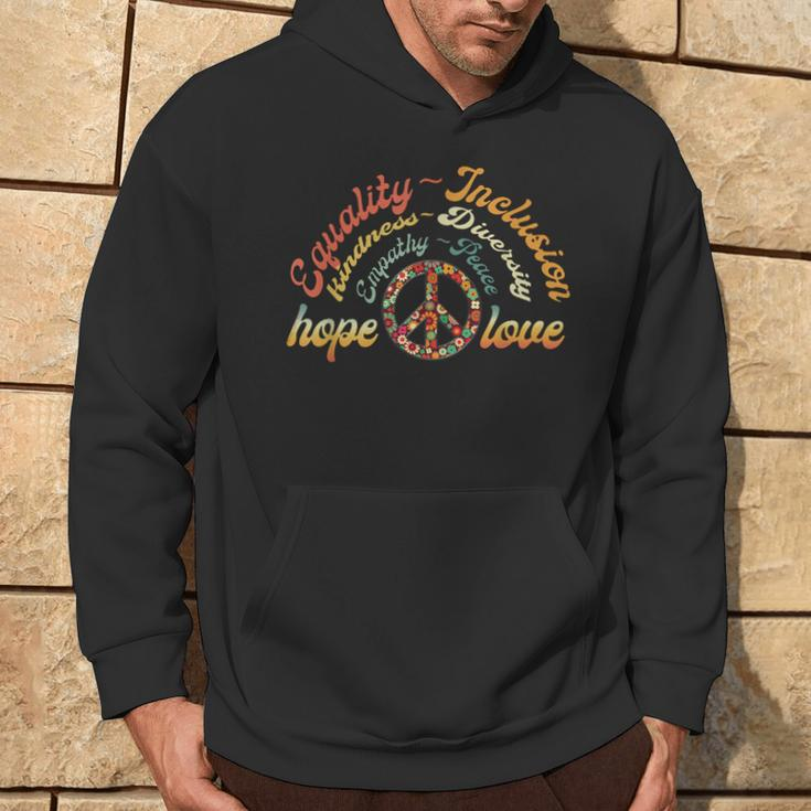Retro Love Equality Inclusion Kindness Diversity Hope Peace Hoodie Lifestyle