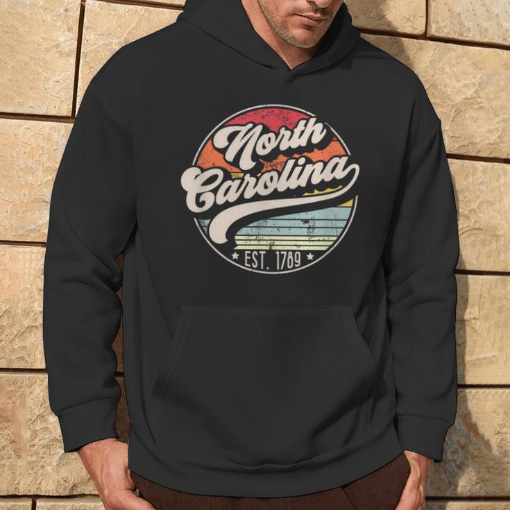 Retro North Carolina Home State Nc Cool 70S Style Sunset Hoodie Lifestyle