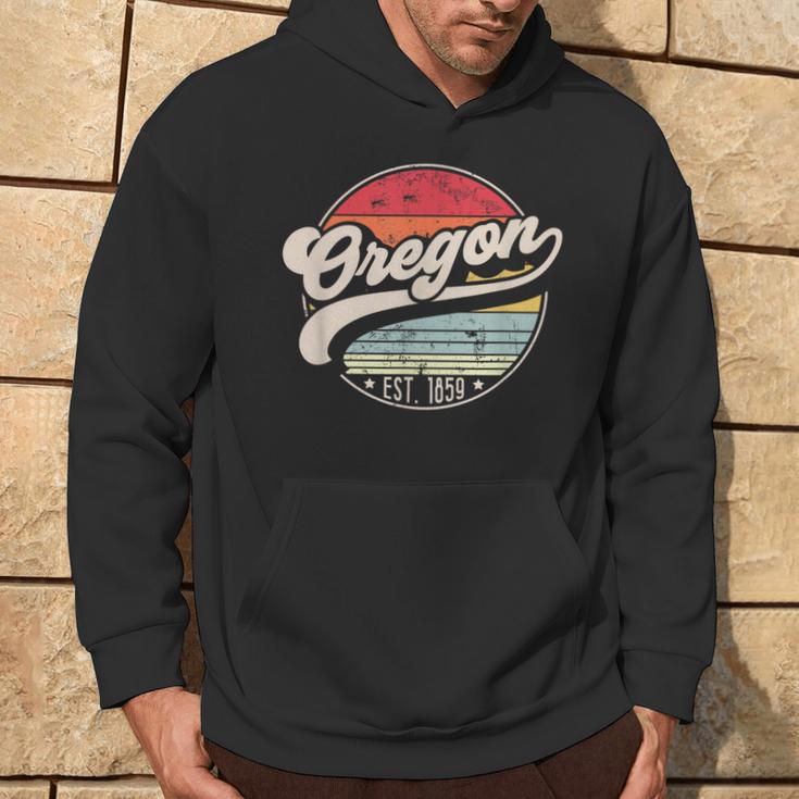 Retro Oregon Home State Or Cool 70S Style Sunset Hoodie Lifestyle